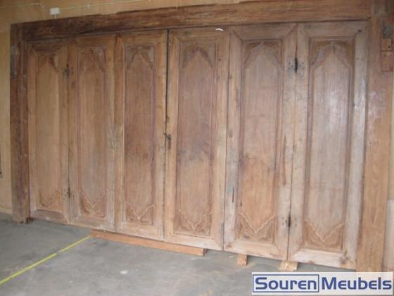 Oud antiek teakhouten deuren en kozijn, prachtig houtsnijwerk (4)